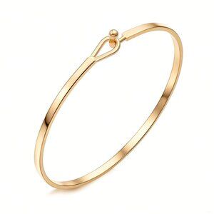 Dainty Thin Cuff Bangle Hook Bracelet Minimalist Elegant Gold Plated Jewelry
